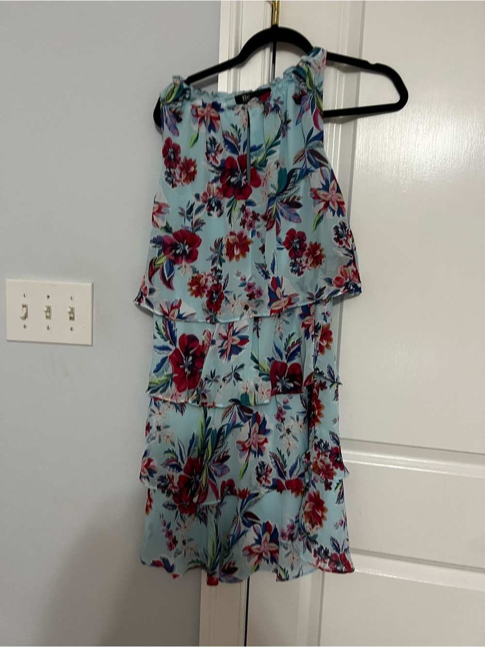 Light Blue Floral Tiered Summer Dress sz 12